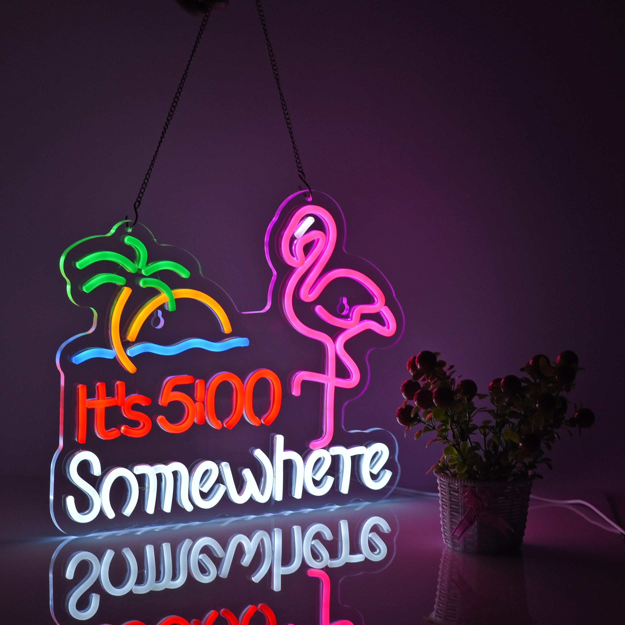 Roouneon Flamingo Its 5 00 O'clock Somewhere Neon Sign for Roouneon Flamingo Its 5 00 O'clock Somewhere Neon Sign for